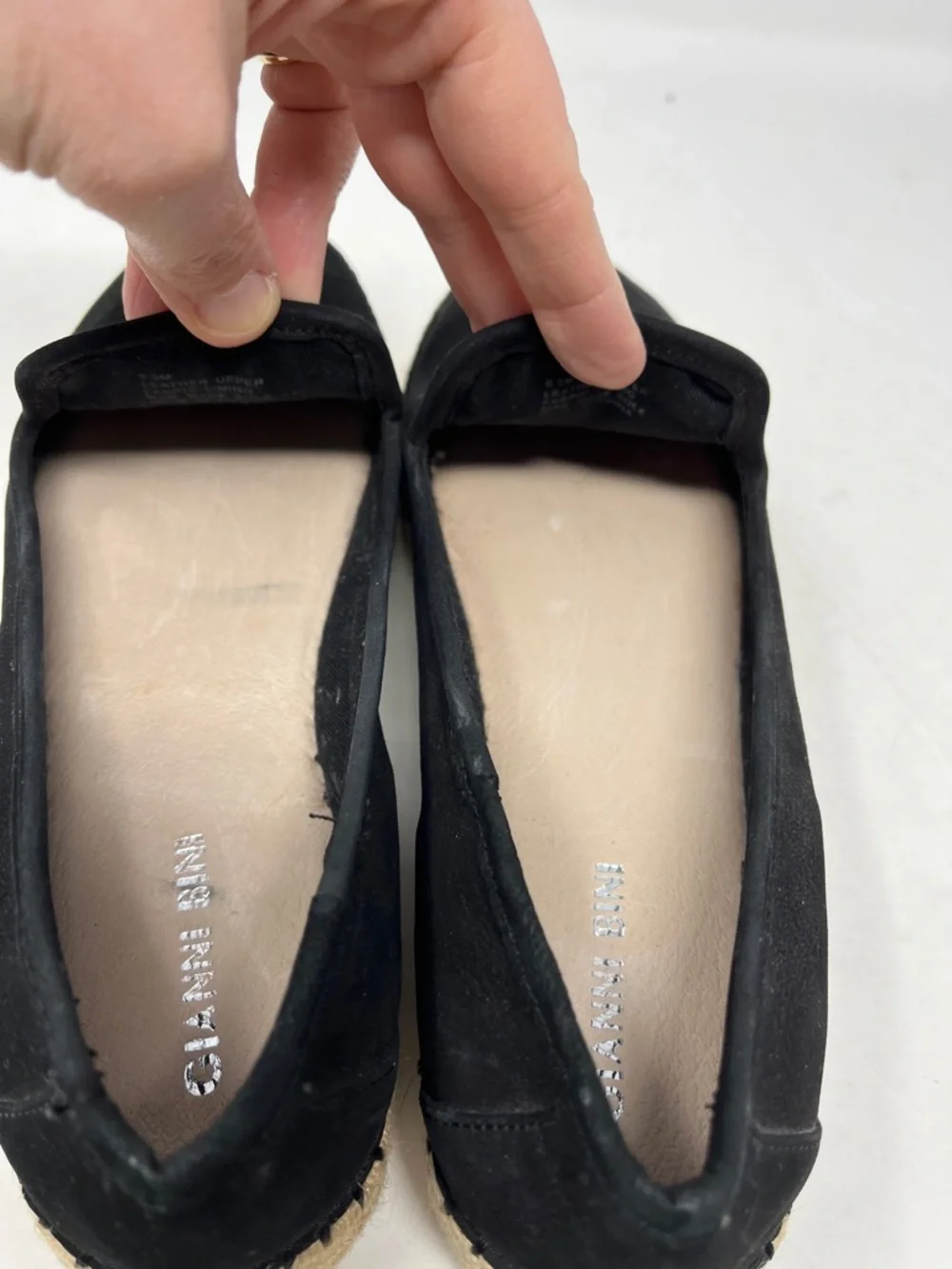 GIANNI BINI MICROSUEDE BLACK  LEATHER UPPER PLATFORM ESPADRILLES LIKE NEW SZ 8.5